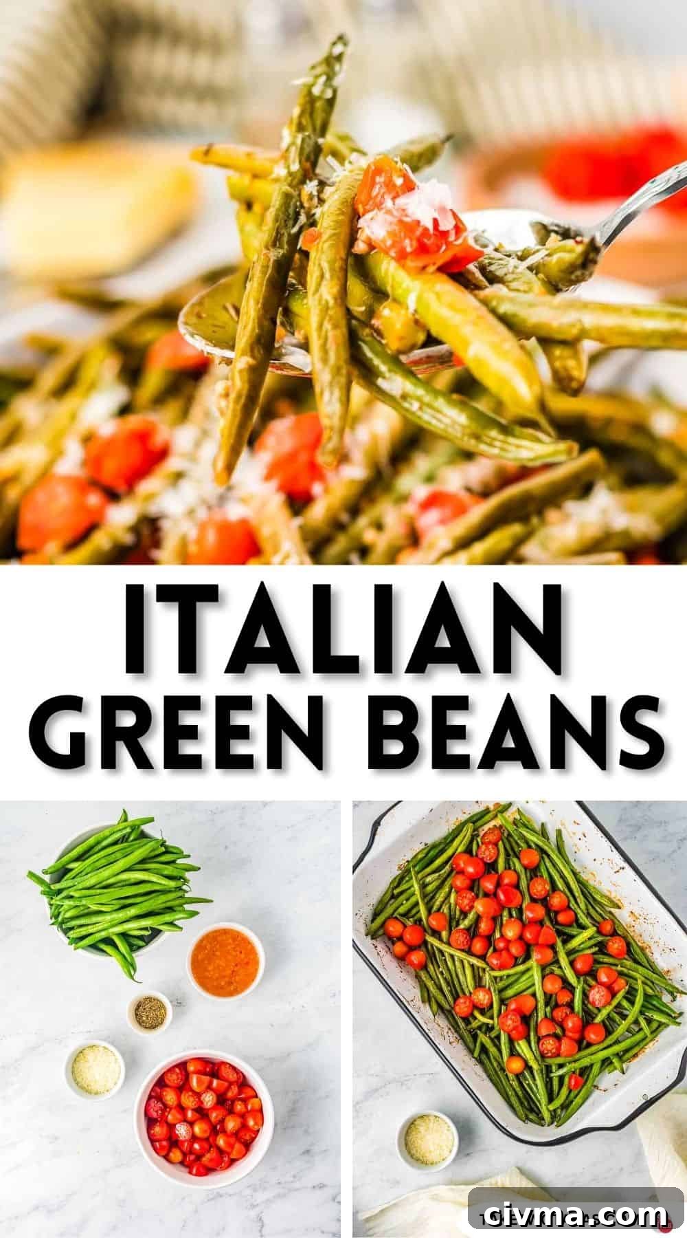 Pinterest pin image for Italian Green Beans Recipe