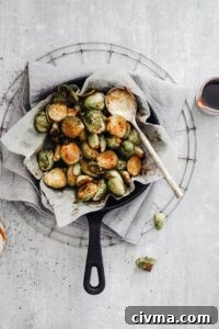 Delicious vegan roasted Brussels sprouts