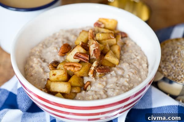 Overnight Cinnamon Apple Steel Cut Oatmeal