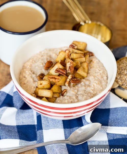 Overnight Cinnamon Apple Steel Cut Oatmeal