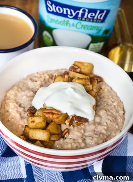 Overnight Cinnamon Apple Steel Cut Oatmeal