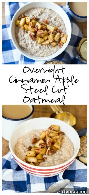Overnight Cinnamon Apple Steel Cut Oatmeal