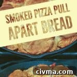 Smoked Pizza Pull Apart Bread - Easy to make for kids, or for the family! - Cooked in a Cast Iron Skillet