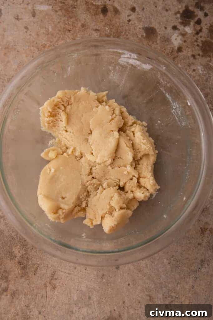 raw shortbread crust in a bowl