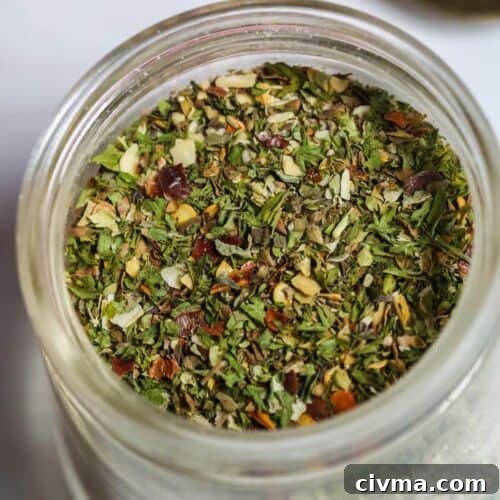 A jar of homemade Spaghetti Seasoning.