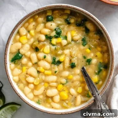 completed Vegan White Bean Chili in a bowl