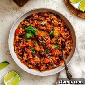 Completed Chipotle Chili Recipe in a bowl.