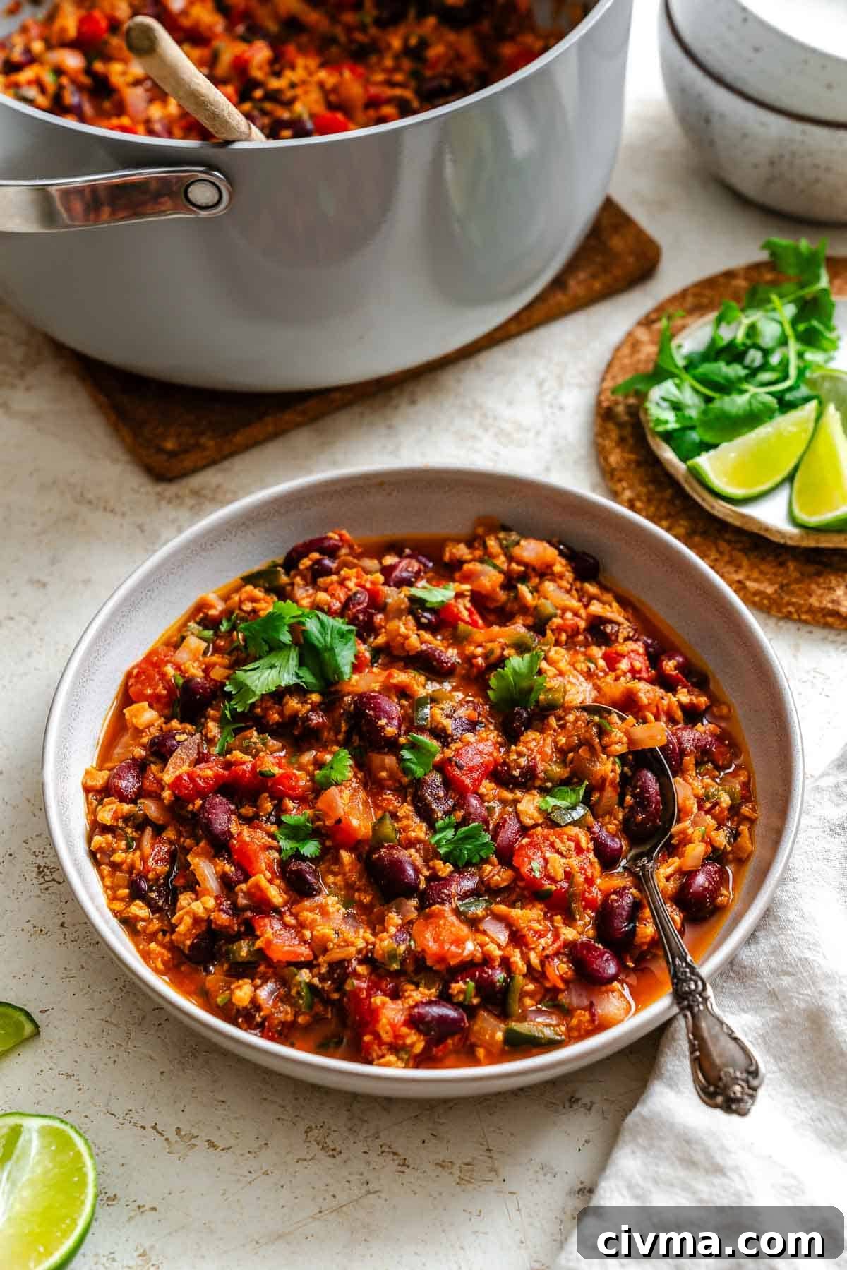 Completed Chipotle Chili Recipe in a bowl.