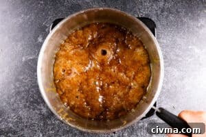 Homemade Caramel Popcorn Recipe 22 caramel in sauce pan boiling