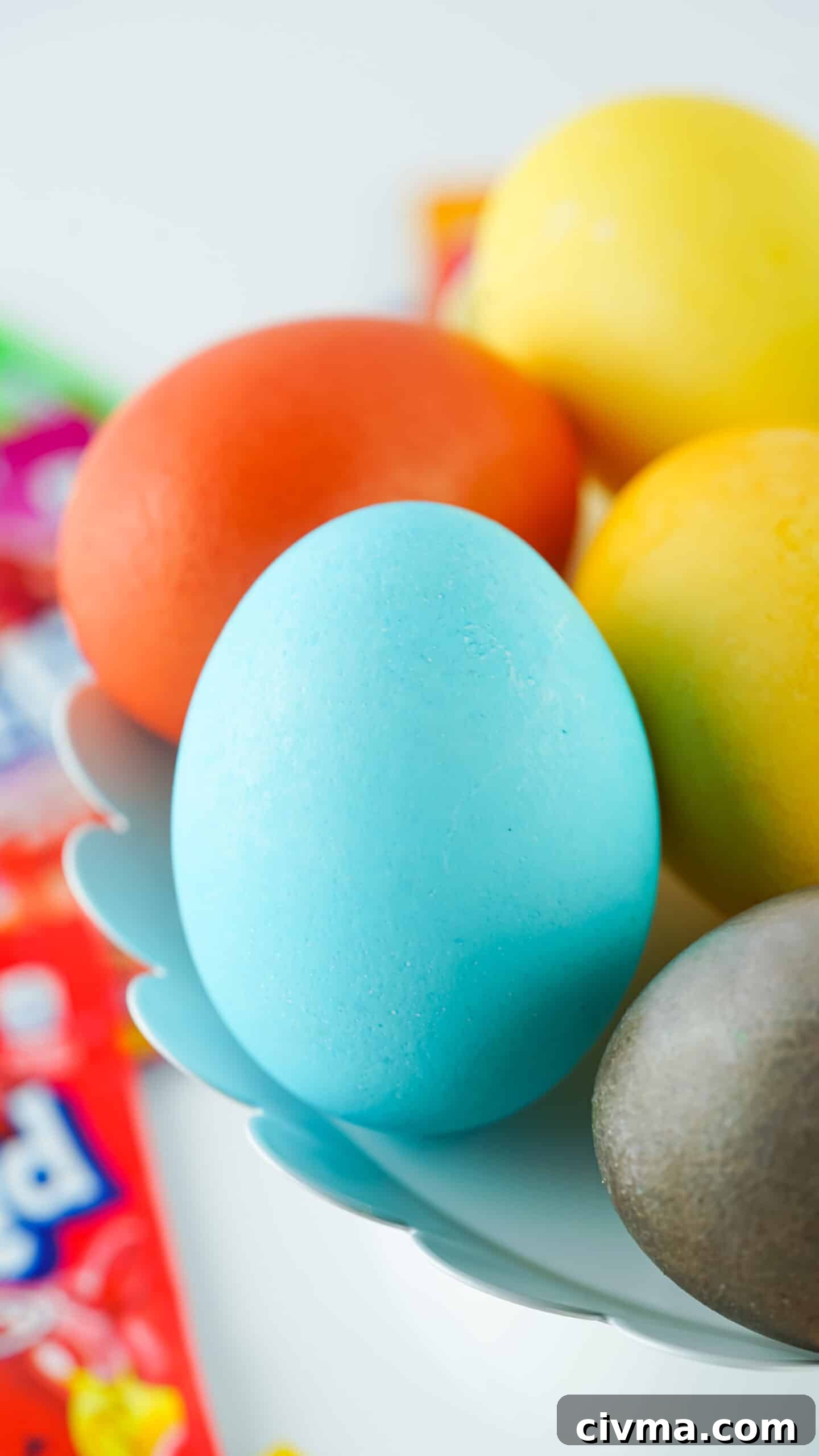 up close of kool-aid dyed easter eggs