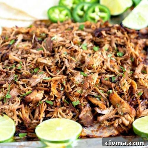 Instant Pot pork carnitas cooked until tender and broiled until crispy