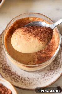 Dessert serving of coffee mousse