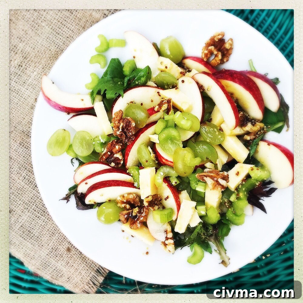 apple walnut salad with cheese and grapes