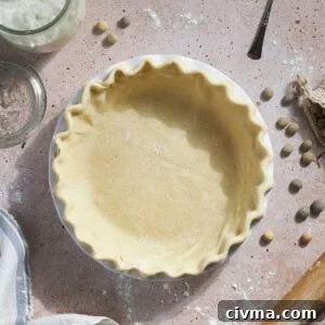 Sourdough Discard Pie Crust in a pie pan.
