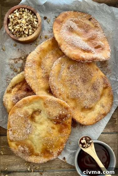 Sourdough elephant ears dusted with cinnamon sugar