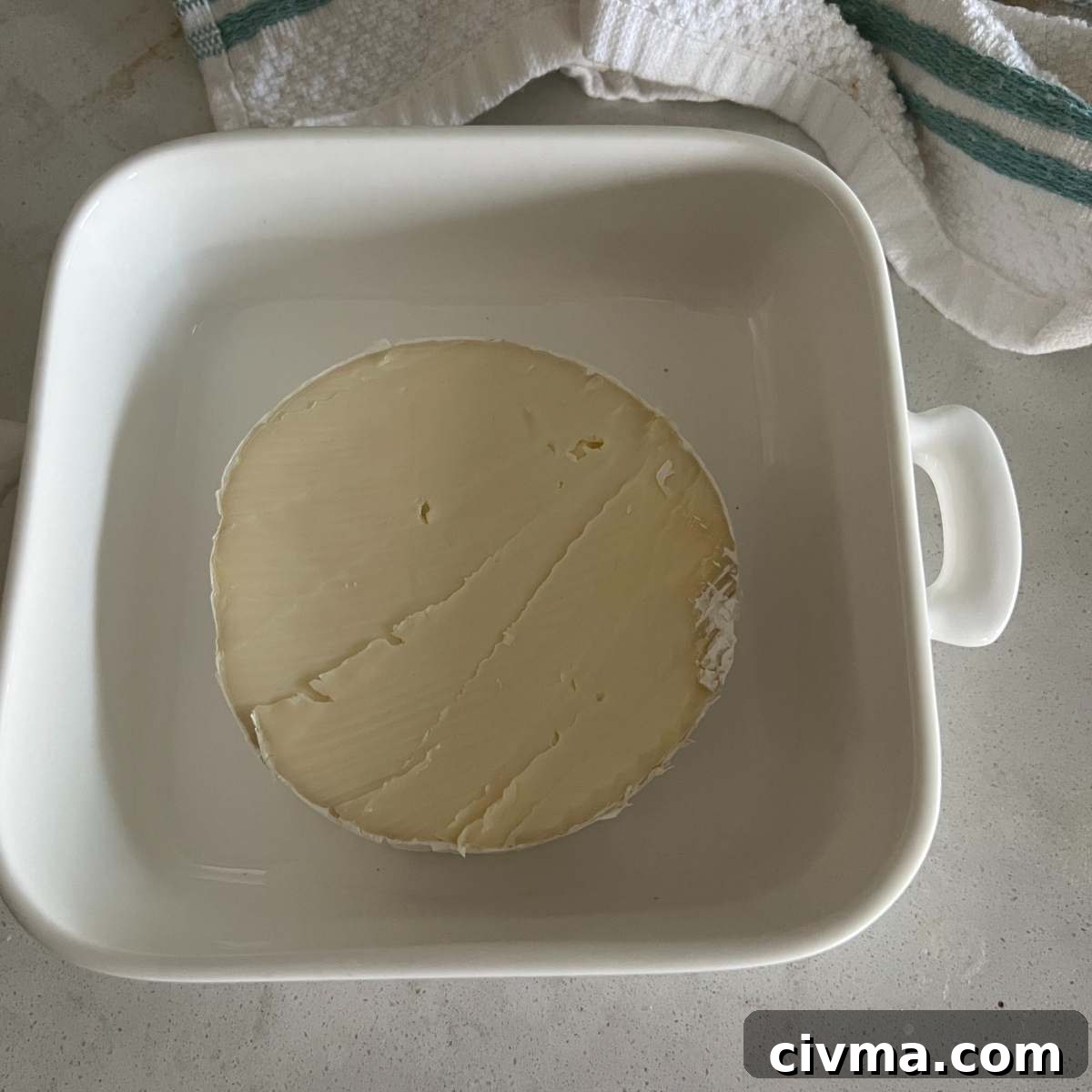 Brie cheese without rind out on top.