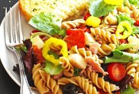 Antipasto Pasta Salad with Salami, Mozzarella & Roasted Peppers