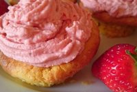 Mascarpone Chocolate Chip Muffins with Strawberry Icing