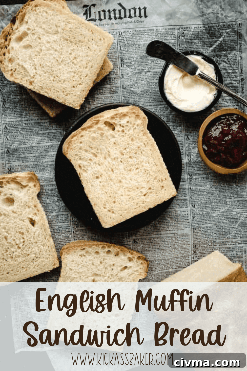 Homemade English Muffin-Style Sandwich Bread Recipe 9 This homemade English Muffin Sandwich Bread is perfect for any sandwich!