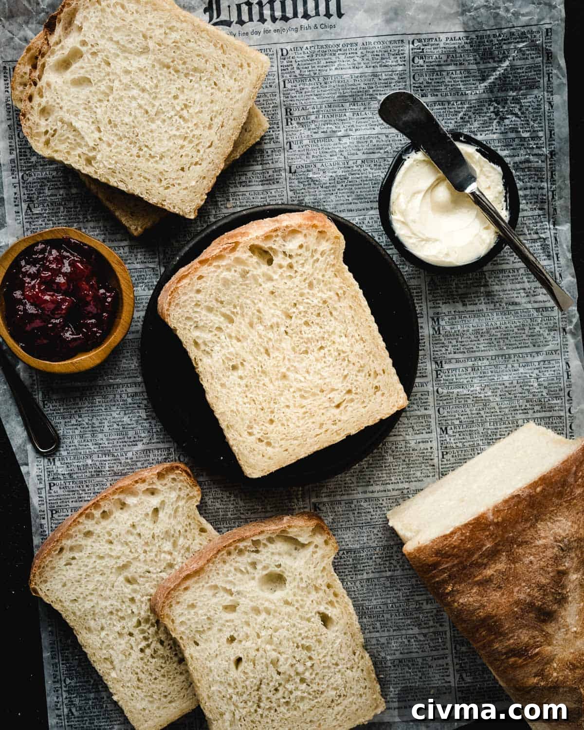 Homemade English Muffin-Style Sandwich Bread Recipe 3 English muffin sandwich bread is perfect for your favorite hot or cold sandwich.