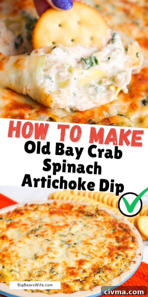 Indulge in the ultimate flavor sensation with the perfect pairing of Old Bay, crab, and spinach artichoke dip.