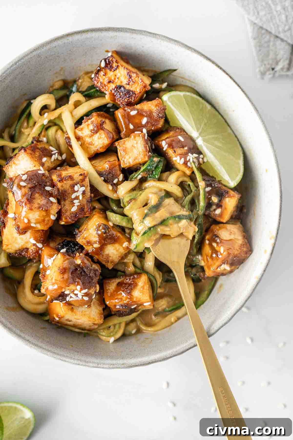 10 Viral Recipes from 2019 Worth Making 2 Crispy tofu and zoodles with peanut sauce