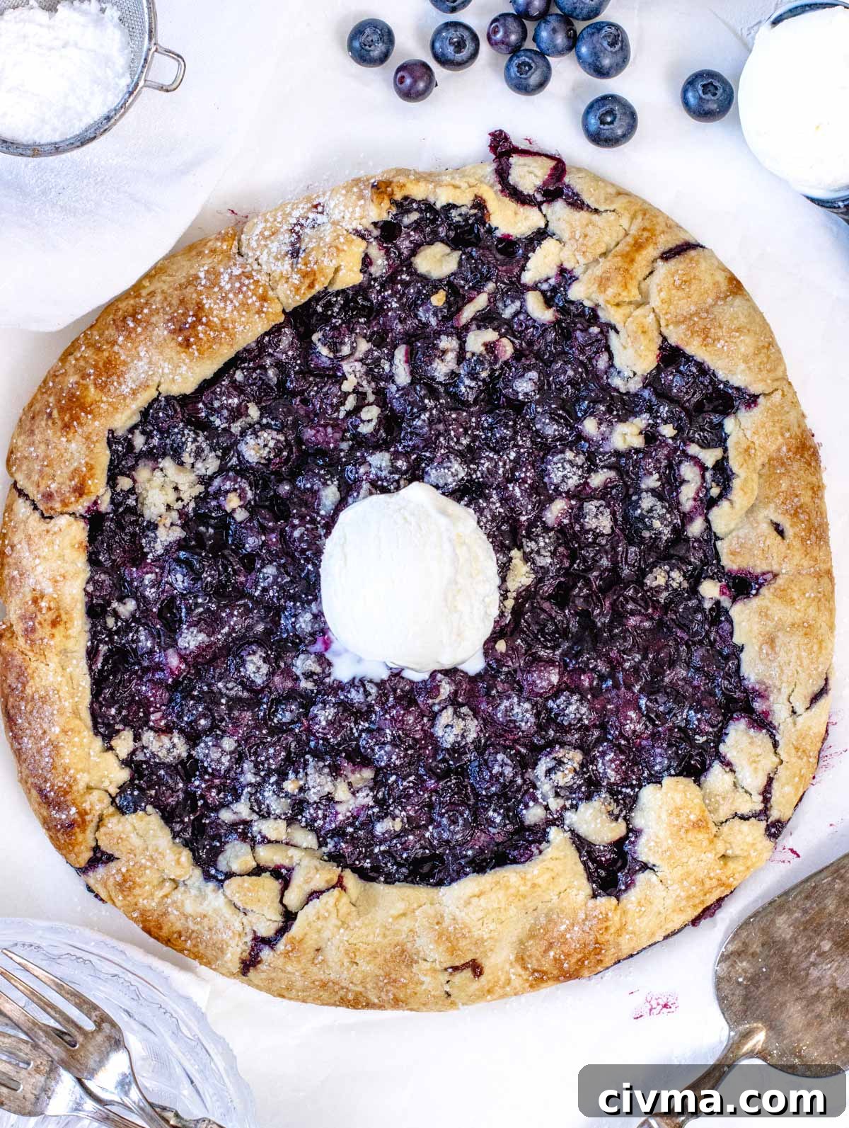Blueberry galette with fresh blueberries