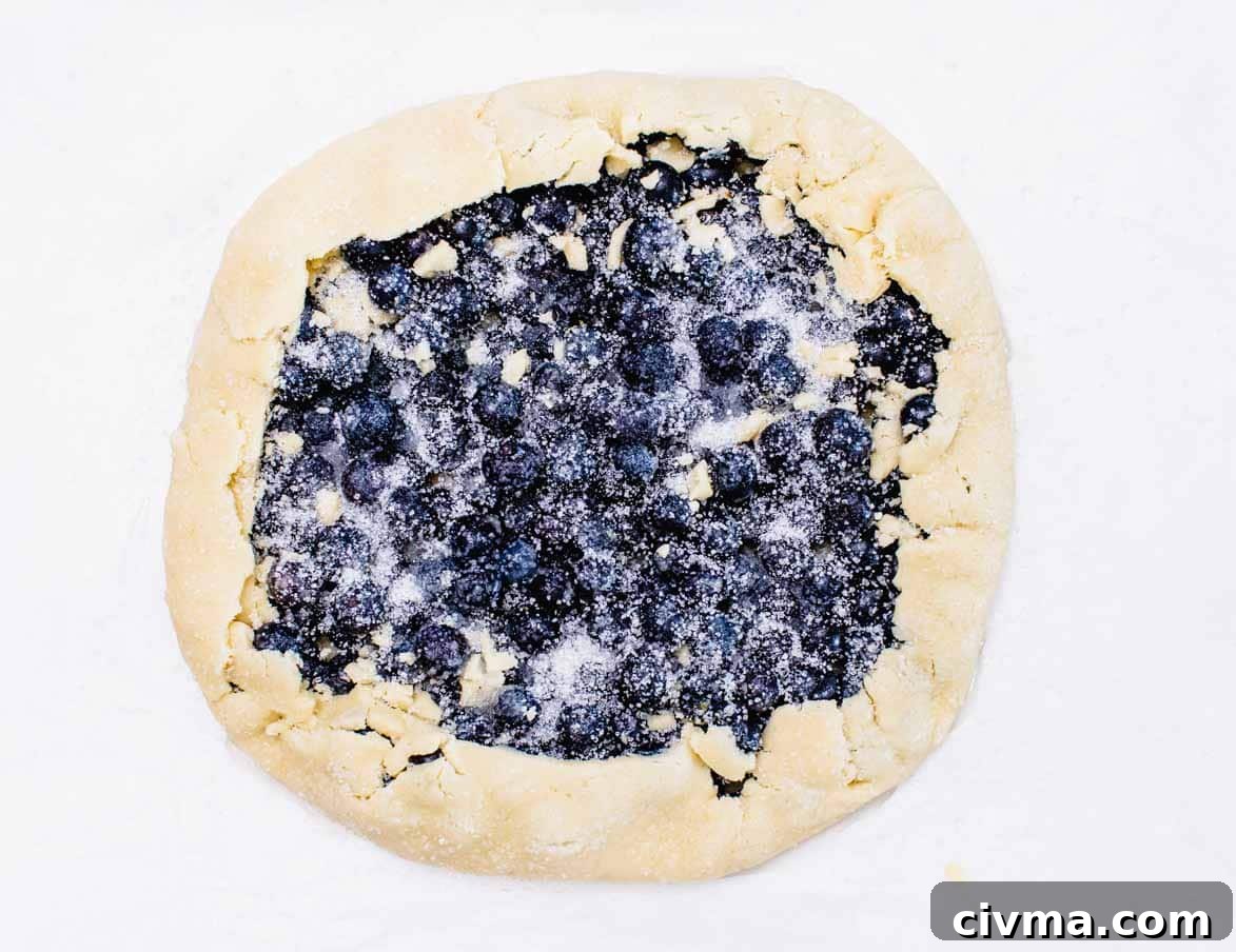 Blueberry galette before baking
