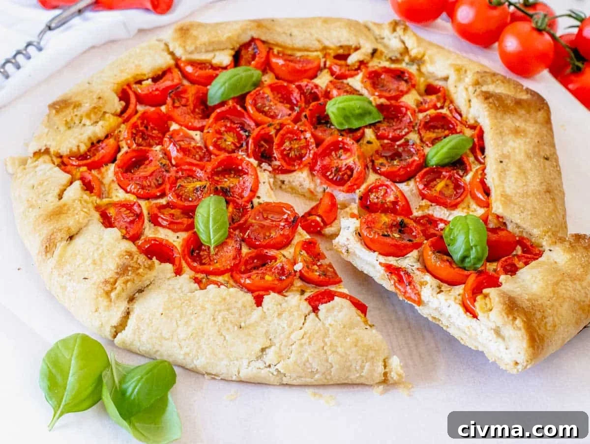 Tomato galette slice with ricotta