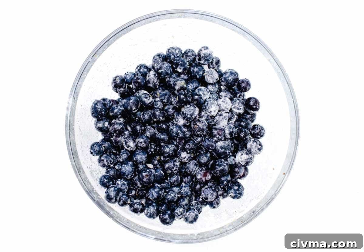 blueberries with sugar in a bowl